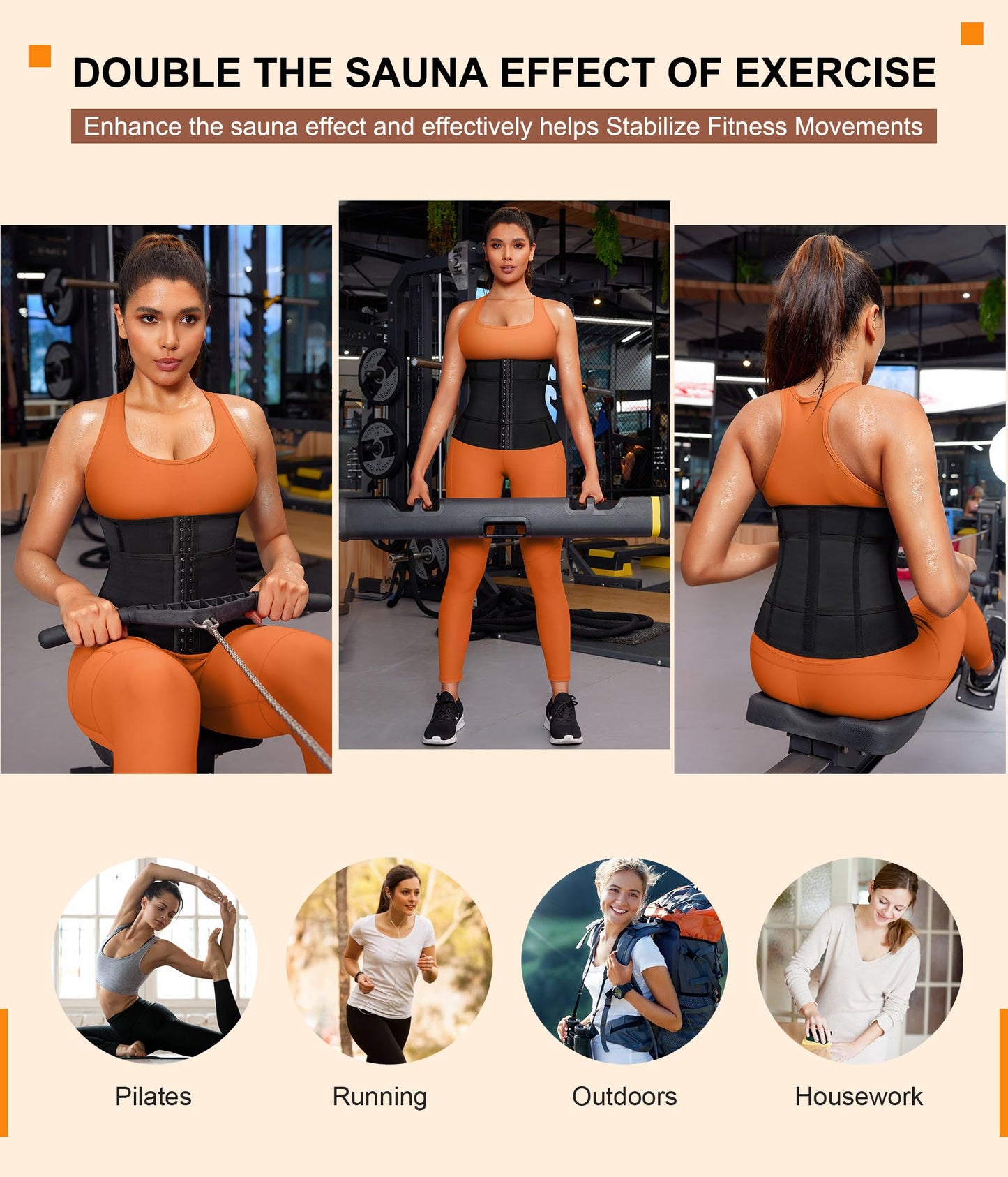 TrainingGirl Waist Trainer for Women Belly Working Out Trimmer Corset Sauna Sweat Belt Band Stomach Wrap Body Shaper Fajas (Black-Blue inner, X-Large)