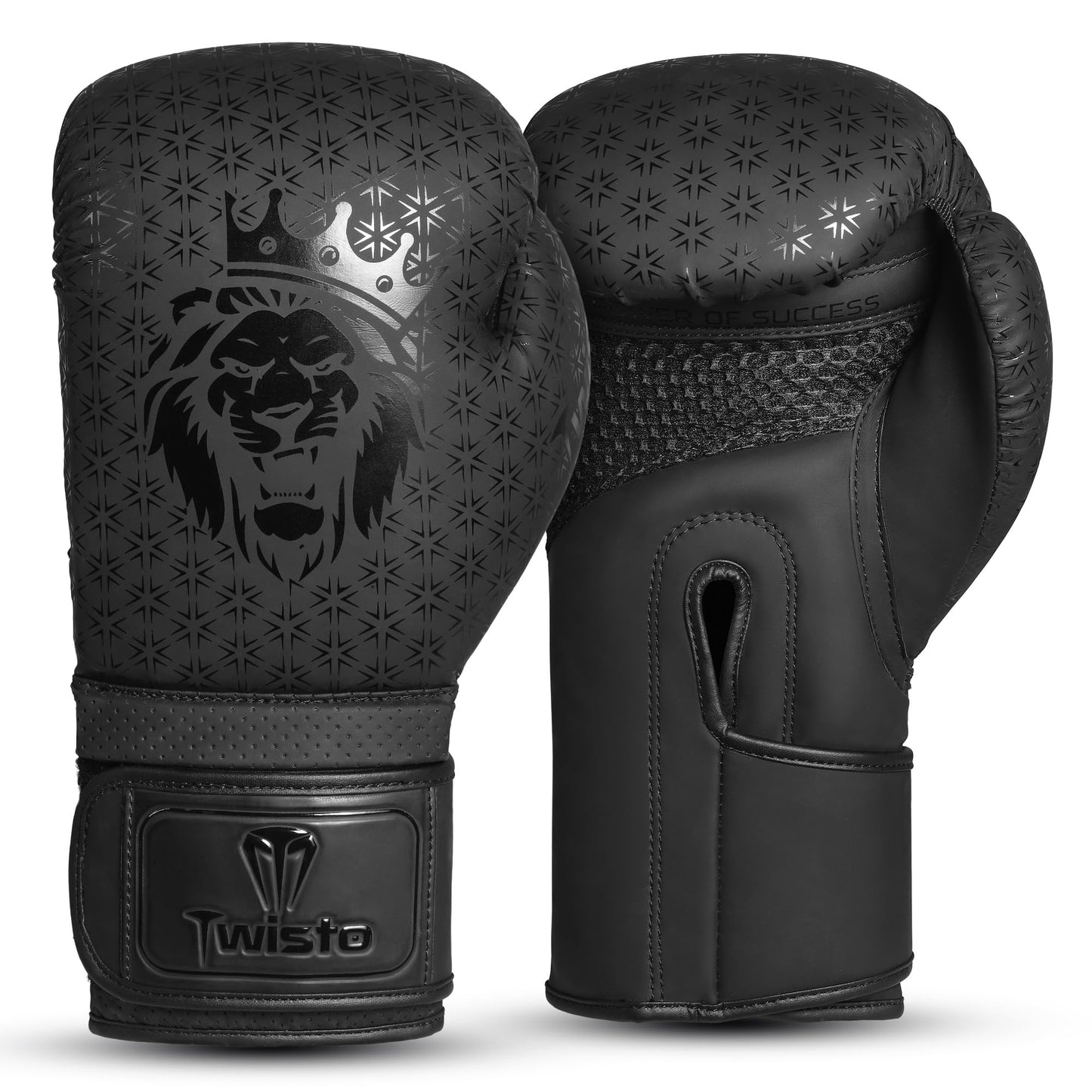 Twisto Boxing Gloves Black Rox - Pro Training & Sparring, Maya Hide Leather, Muay Thai, MMA, Kickboxing, Men, Women, Adults, Heavy Punching Bag, Focus Mitts, Pads,10oz 12oz 14oz 16oz (Black, 16 oz)