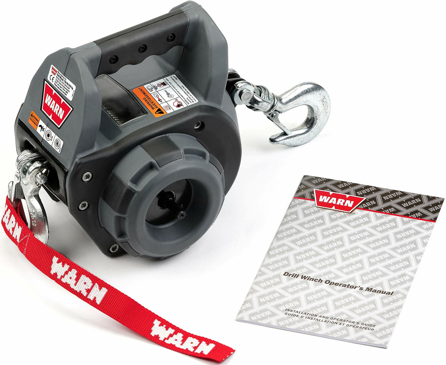 WARN Drill Winch 750 lb Capacity Portable Drilling Winch with 30 ft Steel Rope, Fairlead, Hook – Corded Electric Drill Powered Pulling Winch for Trucks, ATVs, UTVs, Trailers, & Off-Road Recovery