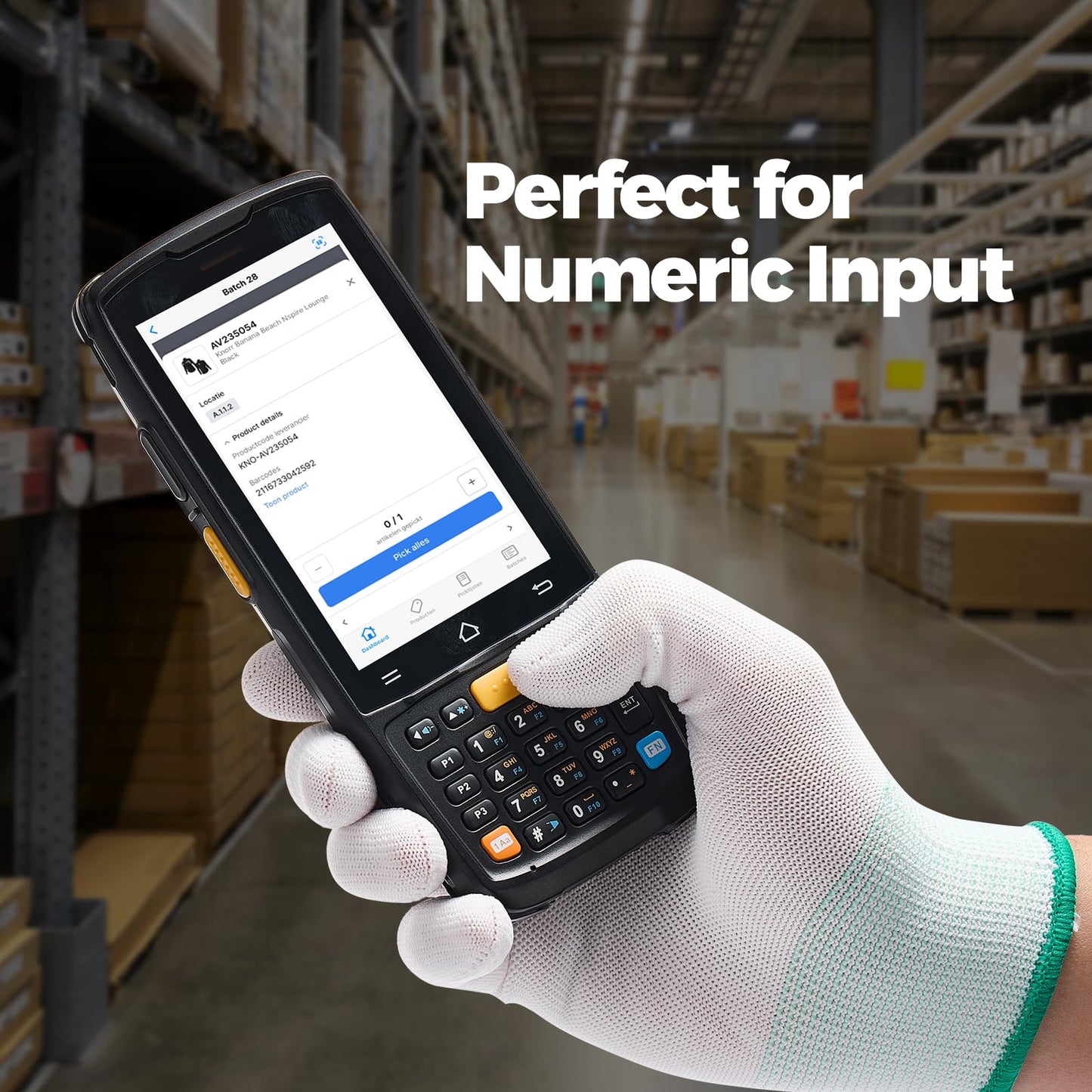 MUNBYN Android Barcode Scanner MC005, Android 14, 4GB+64GB PDA Handheld, Equipped with HS7 1D & 2D Bar Code Scan Engine, 4-inch Touchscreen, 5000mAh Mobile Scanner for Inventory Warehouse