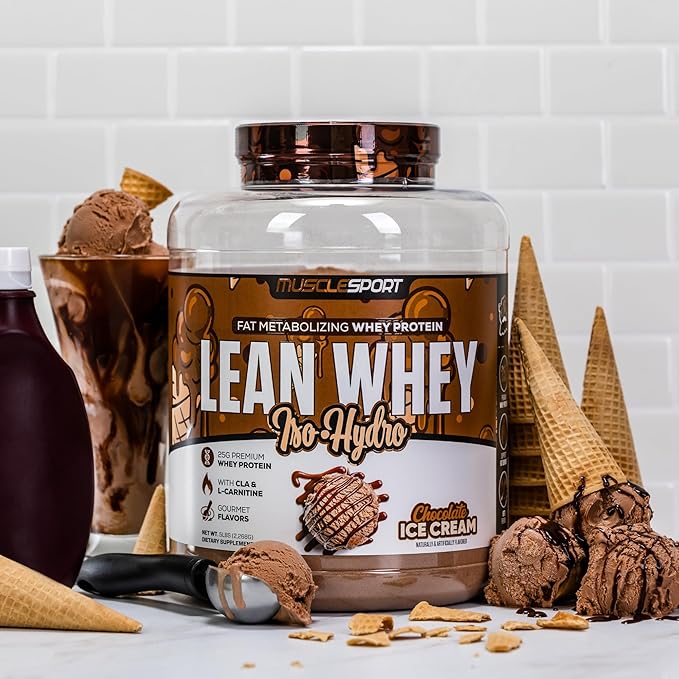 Musclesport Lean Whey Revolution??Protein Powder - Whey Protein Isolate - Low Calorie, Low Carb, Low Fat, Incredible Flavors - 25g Protein per Scoop - 2lb Chocolate Ice Cream