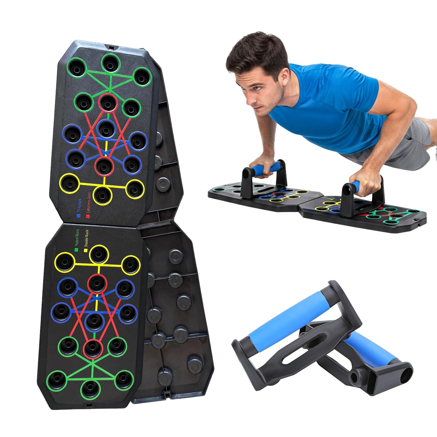 JEHAN MALL Push Up Board Fitness, Portable Foldable 20 in 1 Push Up Bar at Home Gym, Multifunctional Push Up Exercise with Ergonomic Handle, Professional Strength Training Equipment For Man and Women