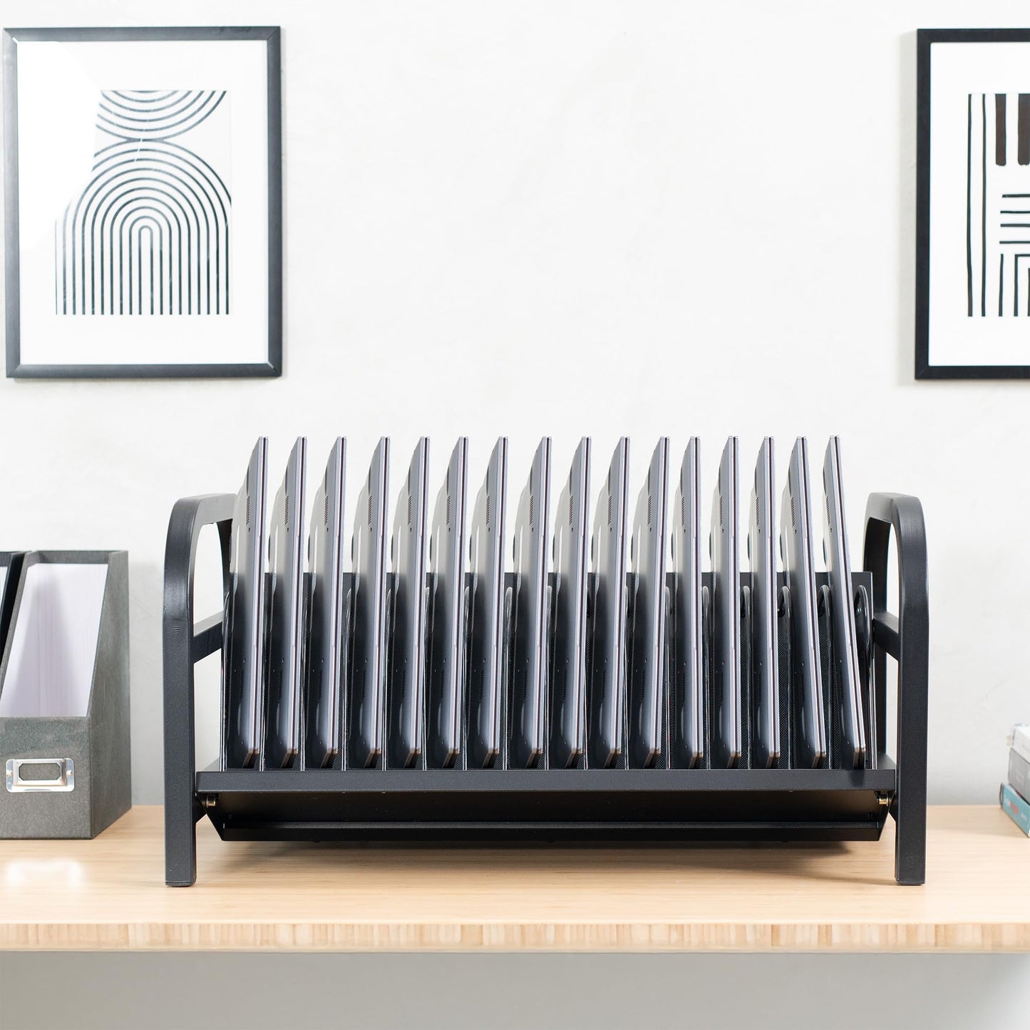 VIVO 16-Bay Laptop and Tablet Open Charging Station, Devices up to 14 inches, Black, Stand-LAPC3