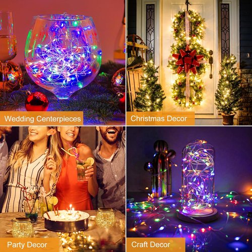 Btfarm 30 Pack Fairy Lights - Battery Operated Twinkle String Lights | Waterproof 7ft Mini Silver Wire for Weddings & Christmas, Warm White/Colorful