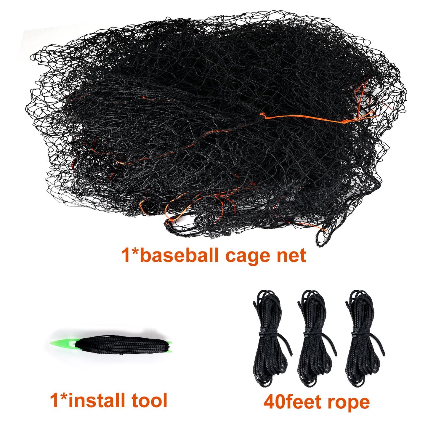 Batting Cage Net, 10x10x35 ft Heavy Duty Enclosed Batting Net With Door, Only Net, No Poles and Frame, Professional Softball Baseball Nets for Batting and Pitching, Batting Cages for Backyard
