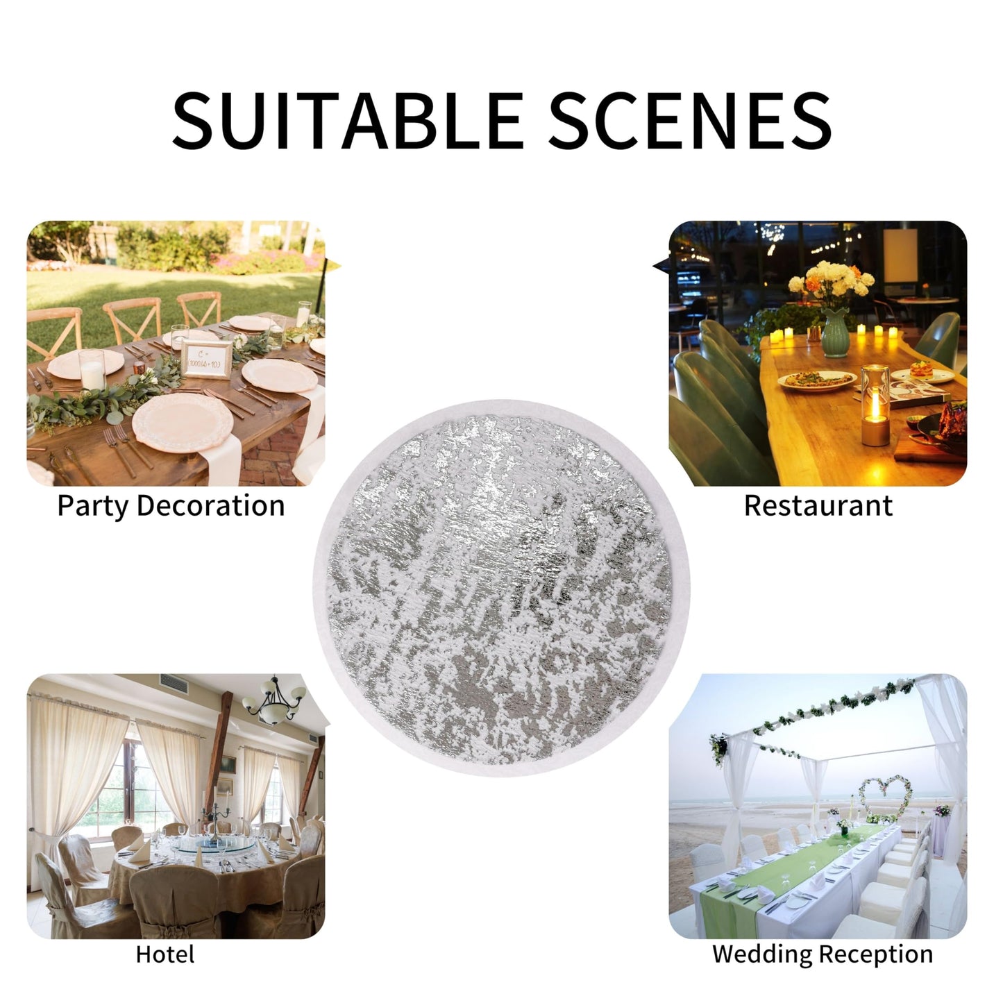 Snowkingdom Silver Disposable Placemats Set of 24 Foil Mesh 13 Inch Round Pressed Table Mates 24 Pack Silver Doilies for Dining Table Wedding Birthday Party Holiday Home Decoration
