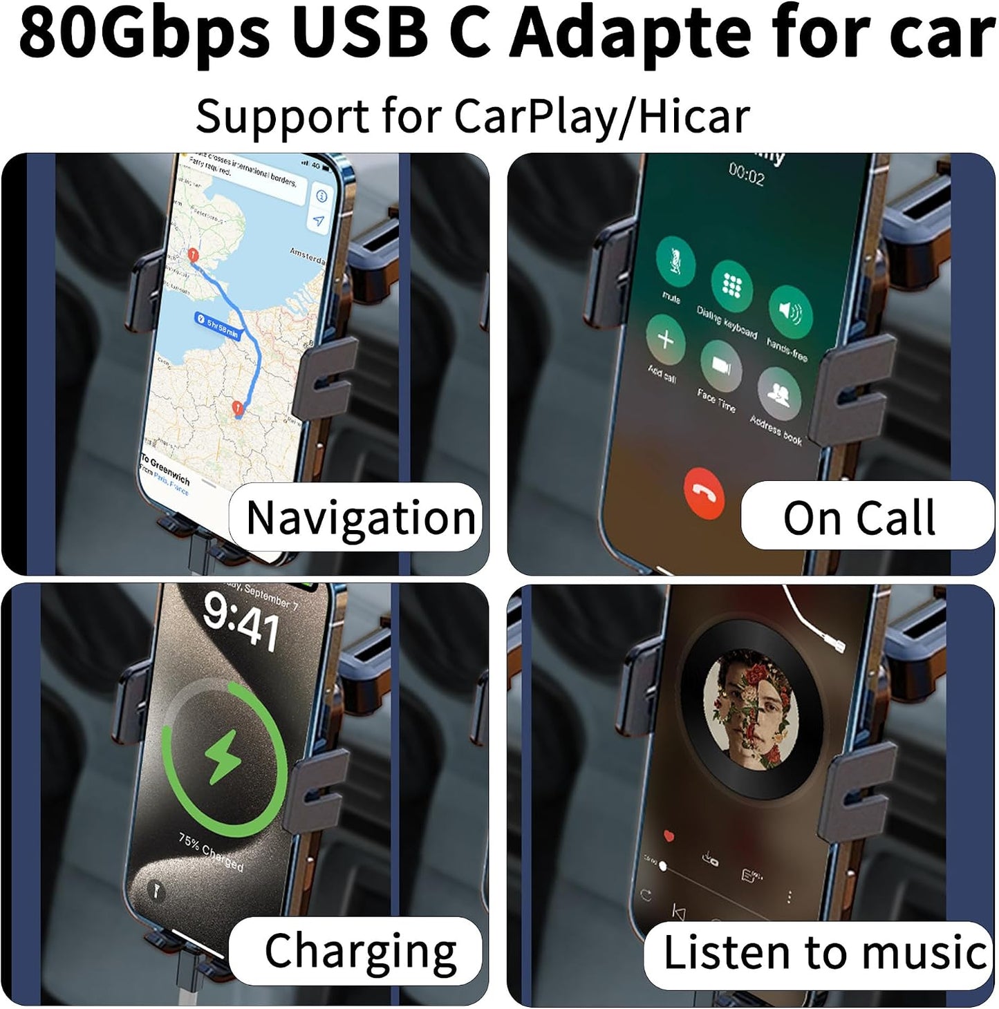 MISYNLON 240W 80Gbps 5 8K@60Hz, 120Gbps 15/16, Carplay-2Pack USB C Adapter, Thunderbolt USB C Adapter, Type C Male