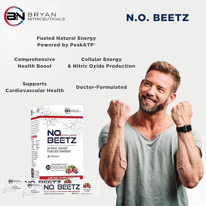 N.O. Beetz Nitric Oxide Fueled Energy Boost Supplement, Hydration & Cellular Energy Production Enhancer, Blend of Vitamins and Minerals (30 Servings)