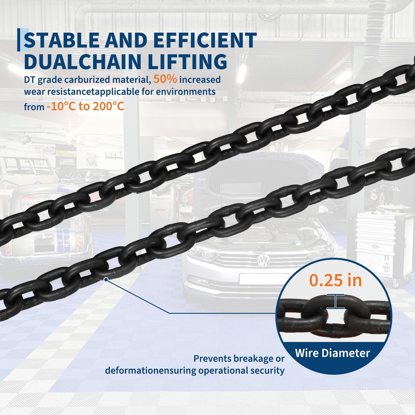 Electric Chain Hoist, 2200 lbs/1 ton Capacity, 10 ft Lifting Height, 10 ft/min Speed, 120V, Single Phase Overhead Crane with G100 Chain, 10 ft Wired Remote Control for Garage, Shop, Hotel, Home