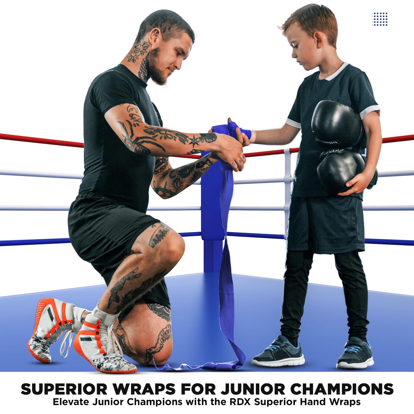 RDX Boxing Wraps Kids 2.5M Inner Gloves, Elasticated Thumb Loop Bandages, Junior Under Mitts Hand Fist Protector Wrist Support Straps, Muay Thai MMA Kickboxing Martial Arts