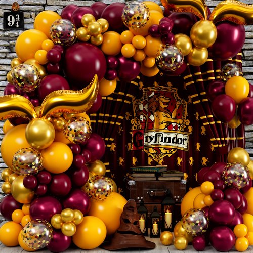 ALL-IN-1 Magical Wizard Balloons Garland Arch Kit with BONUS Snitch for Magical Wizard Birthday Decorations – Magical Wizard Party Supplies for Hogwarts Balloons, Magic Wizard Theme, Baby Shower