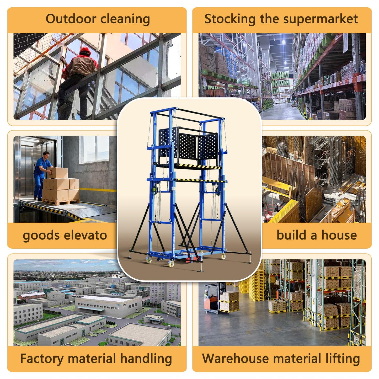 660LBS 13.2FT Electric Scaffolding Lift Platform, Upgraded Version Suitable for Home Decoration Site Construction (CE Certification)