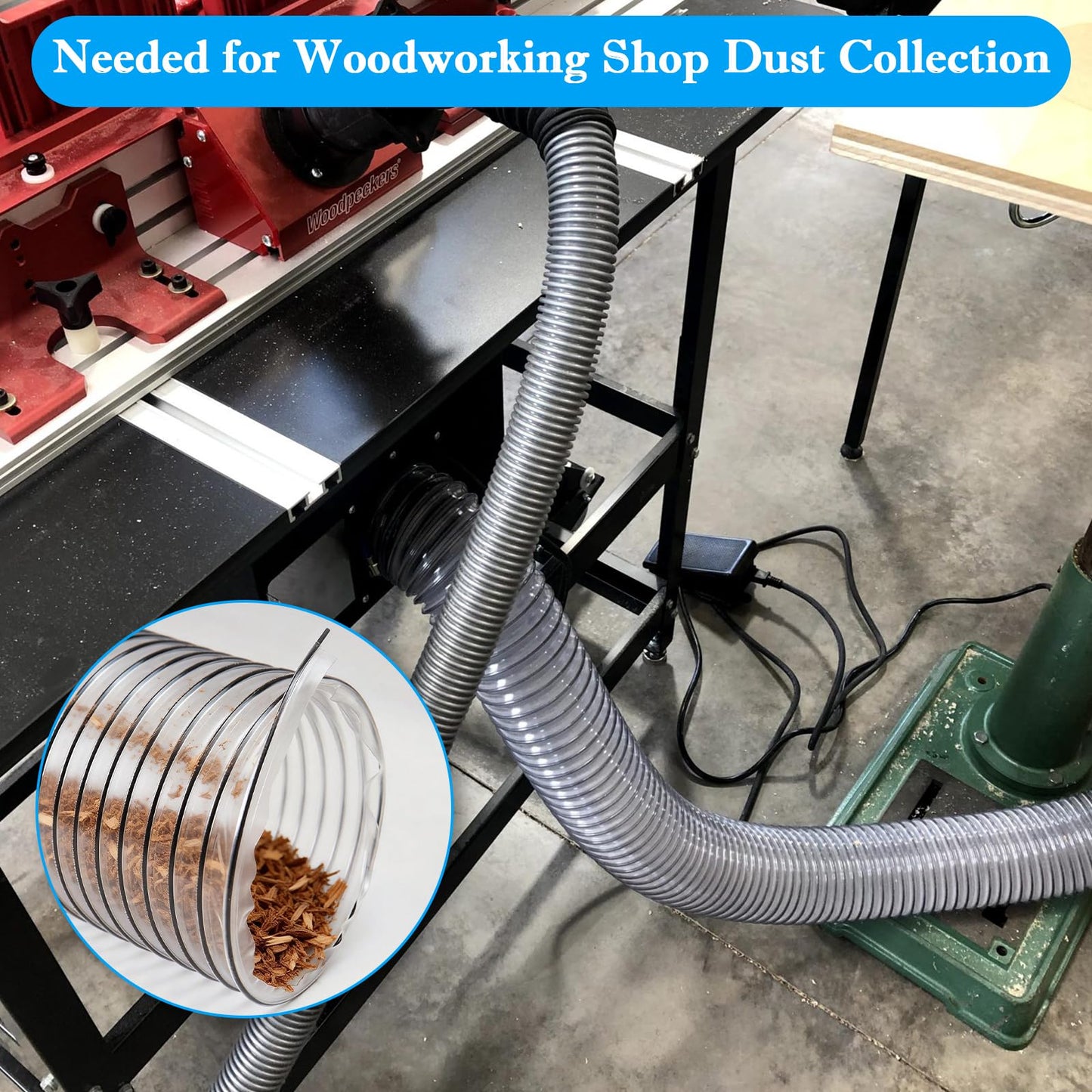 4"x70'PVC Dust Collection Hose,4Inch Dust Collector Hose for Vacuum,Woodworking Dust Collection System,Puncture Resistant Clear Flex PVC Dust Collection Hose Fume Debris Dust Hose w/Carbon Steel Wire