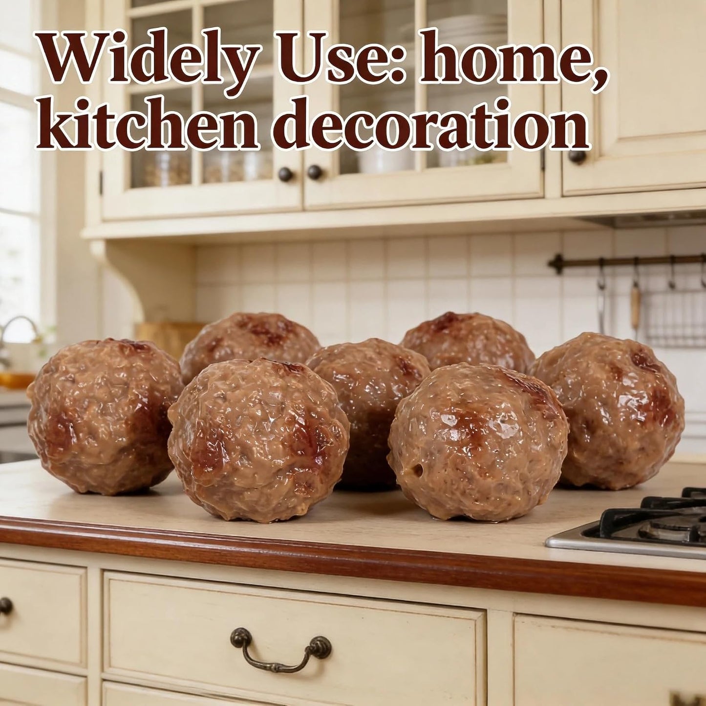 VOSCHOIX 16Pcs Realistic Artificial Meatballs, Simulated Beef Balls Beef Meatball Restaurant Prop PVC Realistic Food