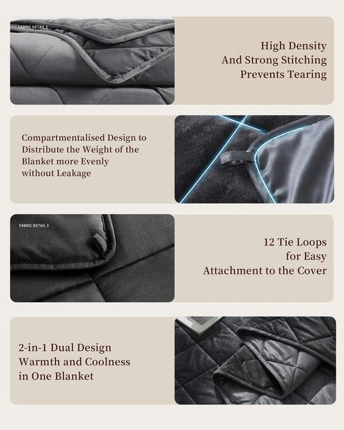 L'AGRATY King Size Weighted Blanket for Adults 30lbs, 88"x104" — Cooling Breathable Heavy Blanket with Glass Beads for Sleeping Perfect for Hot Sleepers & Couples Machine Washable All-Season Grey