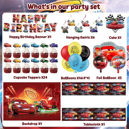 53 PCS Party Decorations Include Happy Birthday Banner, Balloons, Backdrop, Tablecloth, Toppers for Adult Theme Birthday Party Supplies