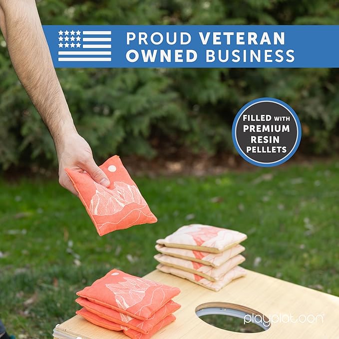 Professional Cornhole Bags - Set of 8 Regulation All Weather Double Sided - Sticky Side/Slick Side Bean Bags for Pro Corn Hole Game