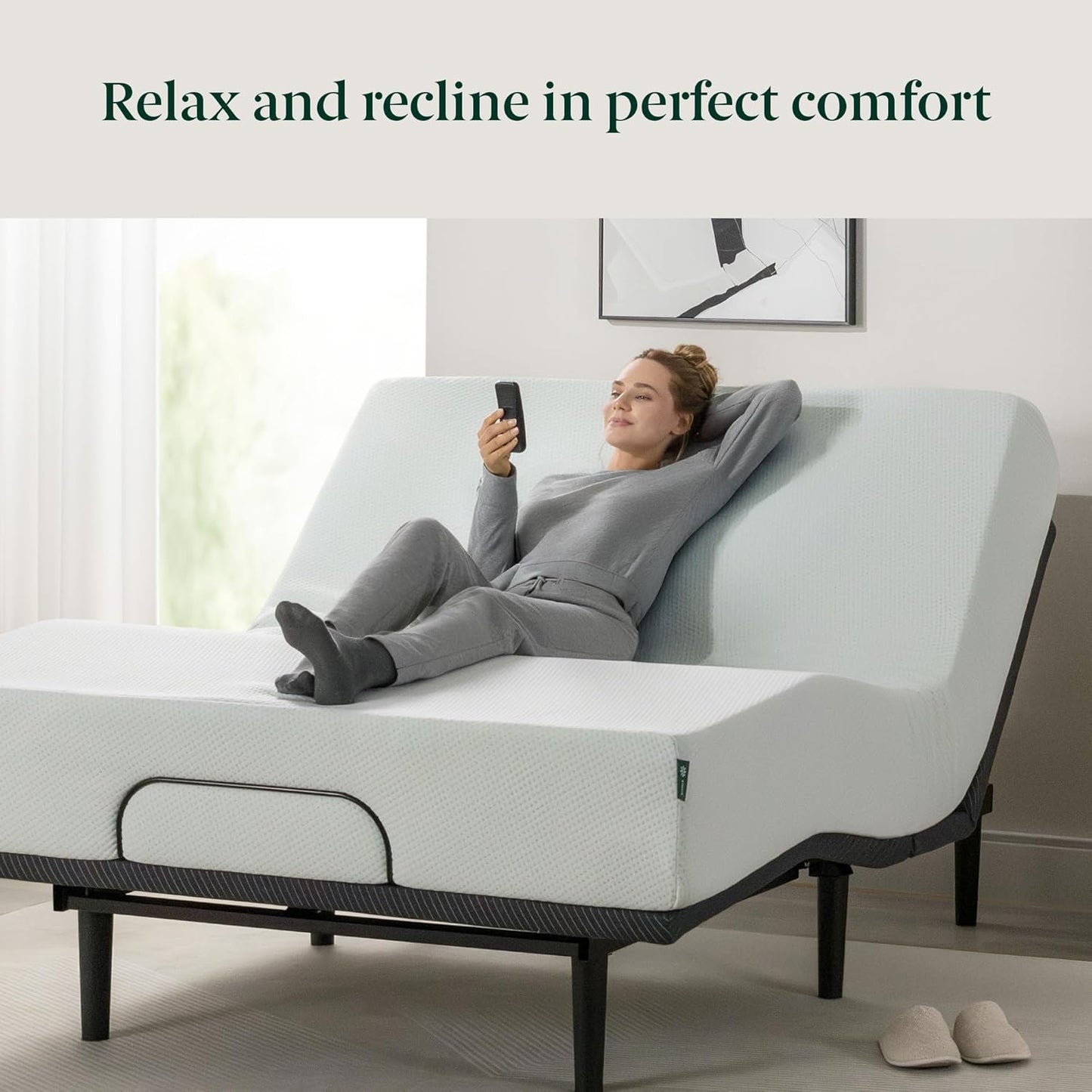 Zinus Nadia Adjustable Bed Frame - Electric Reclining Platform Base with Wireless Remote | Queen Size