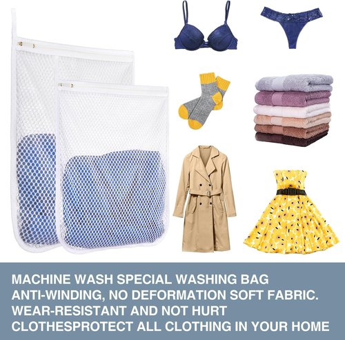 Durable Honeycomb Mesh Laundry Bags by [Brand Name] - 3 Large Bags for Delicates | 16" x 19"
