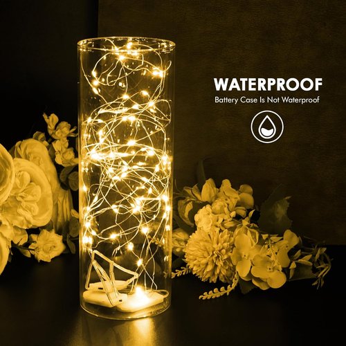 Bexdir 12 Pack Battery Operated Fairy Lights - 7FT Waterproof Silver Wire for Outdoor Decor | Mini Firefly Lights for Parties & Weddings