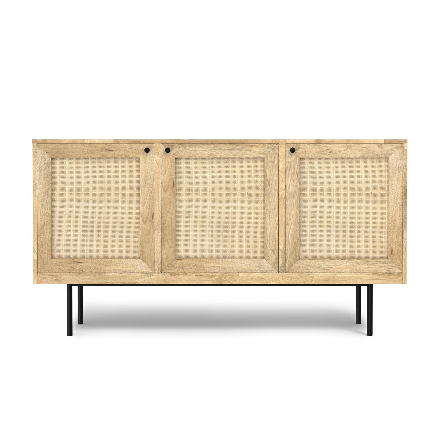 SIMPLIHOME Reeves 57 inch x 18 inch Rectangle Contemporary Modern Sideboard Buffet in Natural for The Dining Room and Kitchen