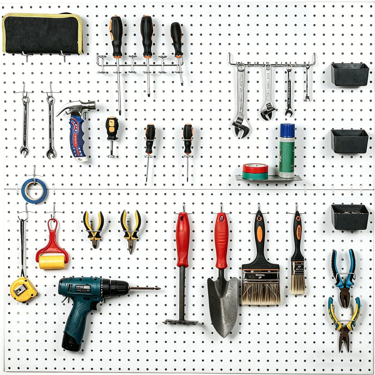 FRIMOONY Pegboard Hooks Assortment with Pegboard Bins, Peg Locks, for Organizing Various Tools, 80 Piece