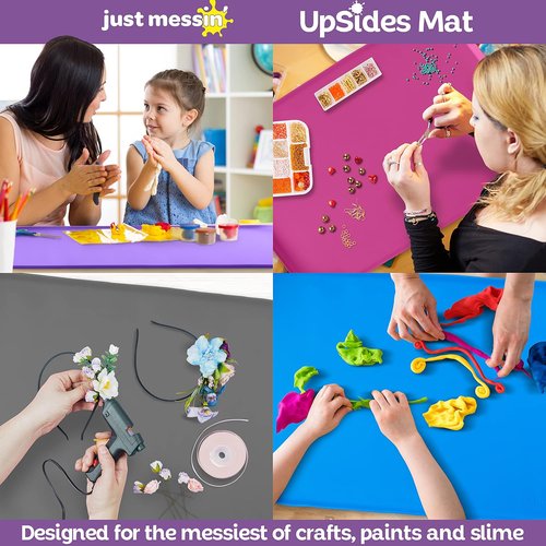 Just Messin’ Silicone Art Mat - Reusable Non-Slip, Heat-Resistant Design | 16"x26", Gray, Perfect for Kids' Crafts