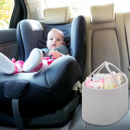 COMSE Baby Diaper Caddy Organizer - Portable Tote with Divider for Newborn Essentials | Cool Gray