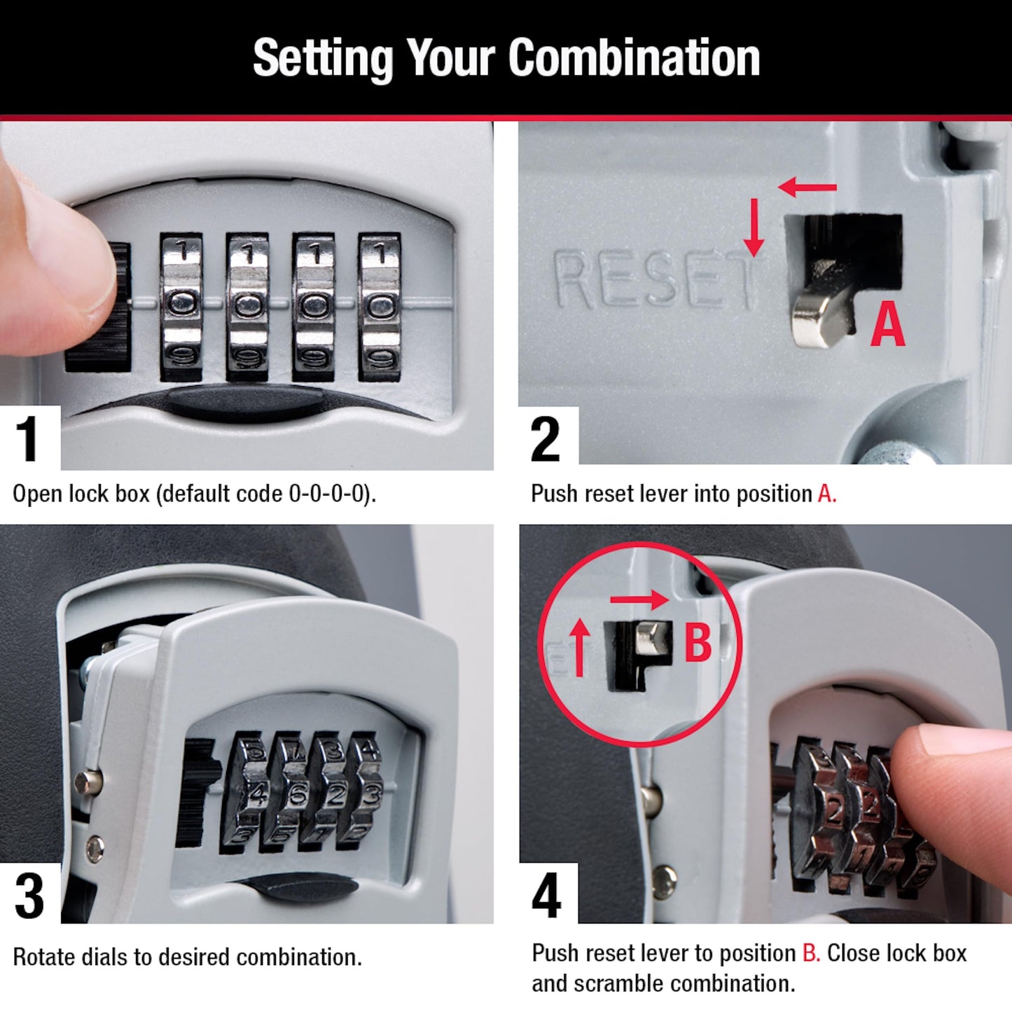 Master Lock Key Lock Box for House Keys – Outdoor Portable Combination Lockbox with Resettable 4 Digit Code, Weather Resistant Durable Metal Body, Holds 5 Keys, 5400D Black
