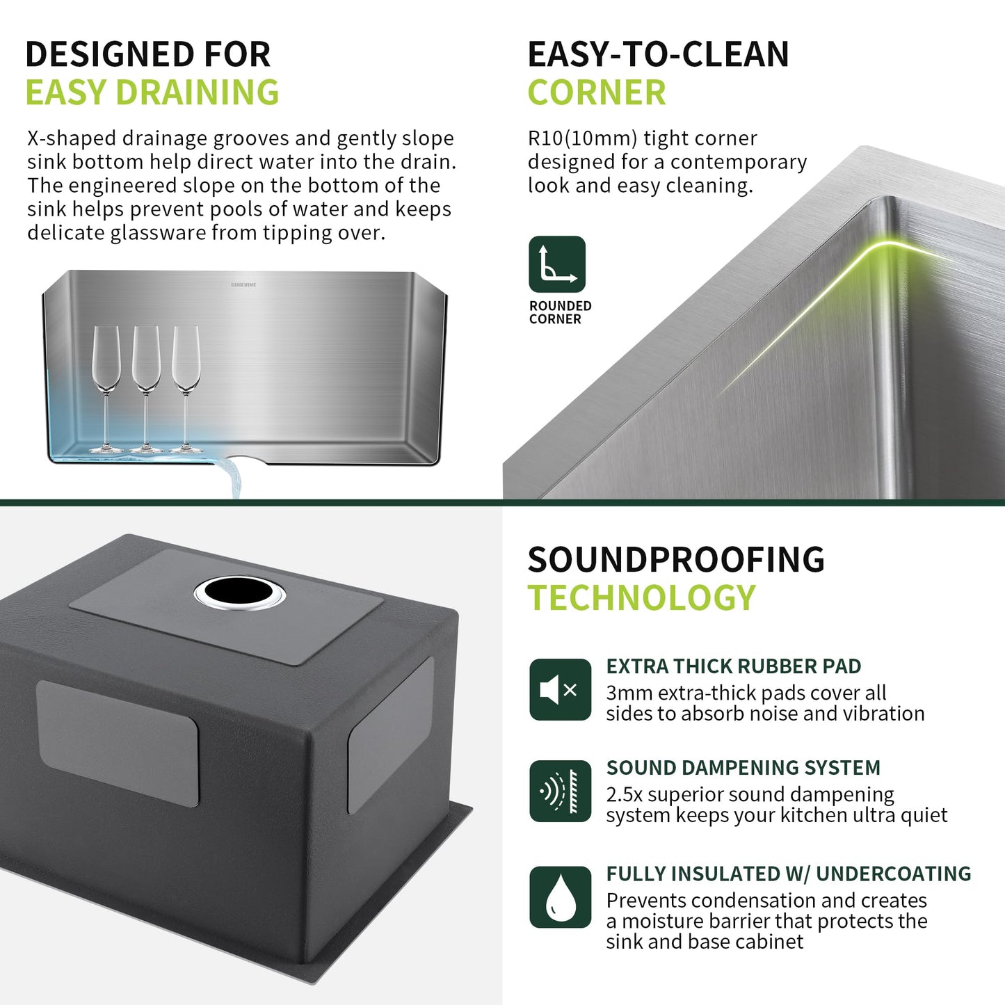 SINKVINE 23-inch Undermount Laundry Utility Sink - 23x19x13 Extra Deep Stainless Steel Single Bowl Basin with Drain Strainer, Bottom Grid & Drying Unit for Laundry Room, Outdoor, Garage, Kitchen Use
