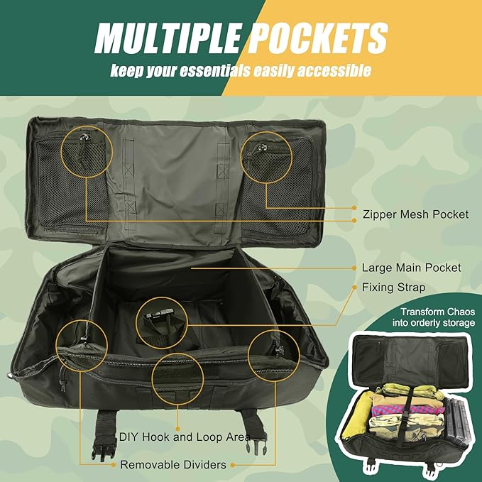 55L Large Travel Duffle Bag Military Tactical Backpack, Army Assault Pack 3 Day Bug Out Bag for Outdoor Sport Hiking Camping with Molle System, Woodland