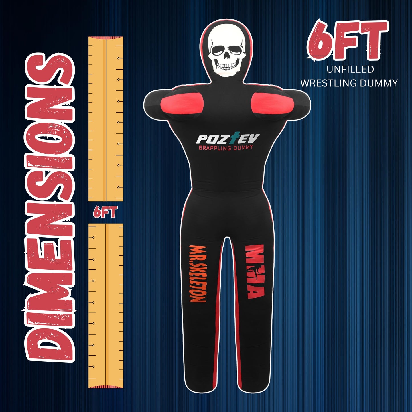 POZTEV Adult Grappling Dummy – 6ft Unfilled Wrestling Dummy for MMA, Jiu Jitsu, and Martial Arts Training – Practice Punching Dummy – Full Size Adult Grappling Dummy for BJJ, Karate & Judo