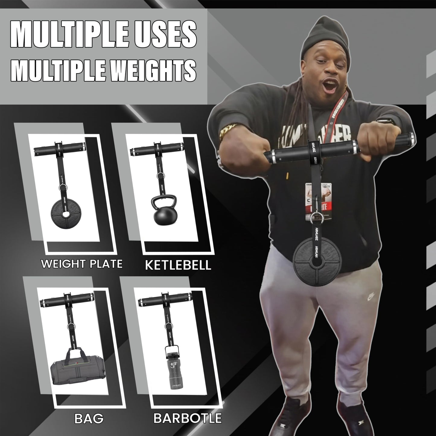 ArmLabz Forearm Roller 3.0 Premium Wrist Roller and Forearm Strengthener, Grip Strength Trainer and Hand Exerciser, Quick Reset, One Arm Use, Metal Core, Heavy-Duty Strap