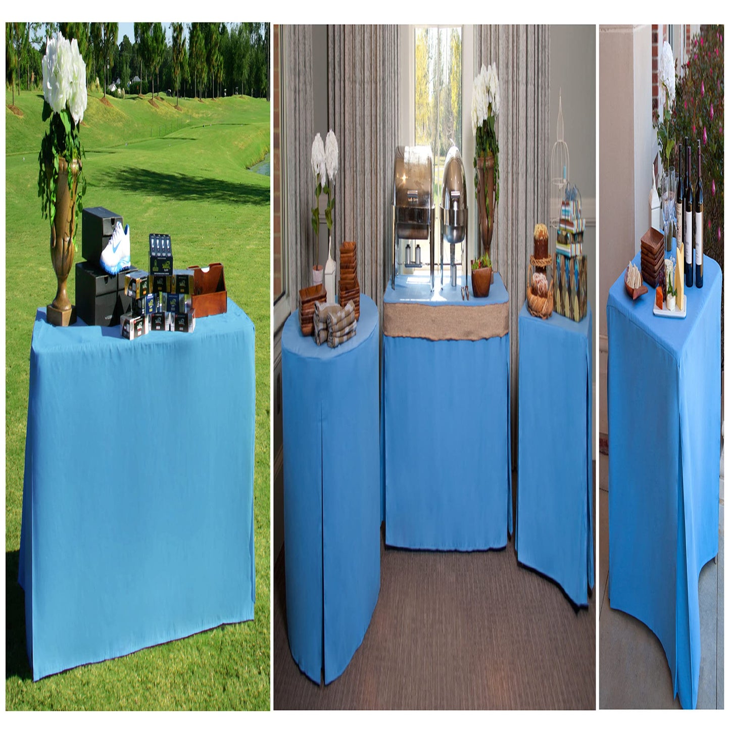 Tablevogue Full Length Fitted Machine Washable Event Tablecloth Cover 30+ Colors and Sizes, Royal, 72-Inch Round