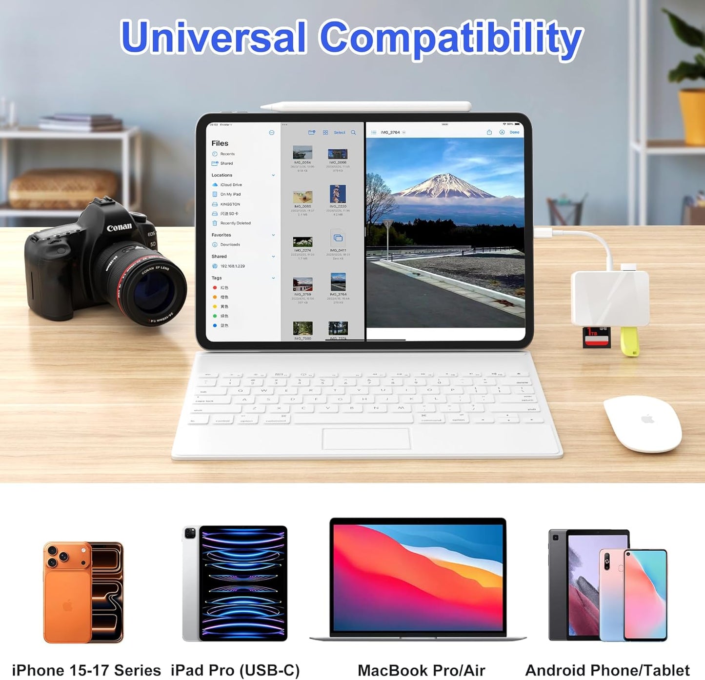 Xoqby 5 1 17/16/15 M4/M3 SD Card Reader, in USB-C & USB Card Adapter with SD/MicroSD/MS and Dual USB-A Ports Memory