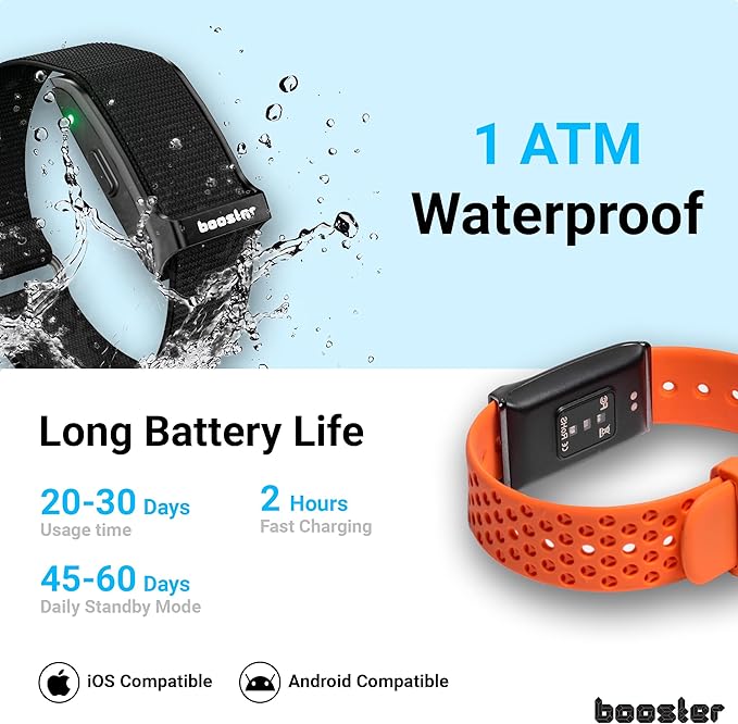 Booster Smart Bracelet, Wearable Activity & Fitness Tracker Band, 24H Sleep Tracker, All-Day Continuous Heart Rate Blood Pressure Stress HRV Monitor, 120+ Sport Modes Smart Wristband, Silicone Pink
