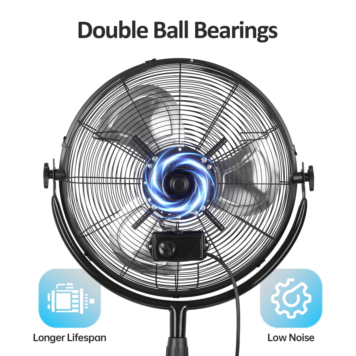 BEESTAR 18 Inch Heavy Duty High Velocity Pedestal Fan,Industrial Standing Fan with Adjustable Height and Tilt,3-Speed,Metal for Industrial, Commercial, Residential, Greenhouse,Black