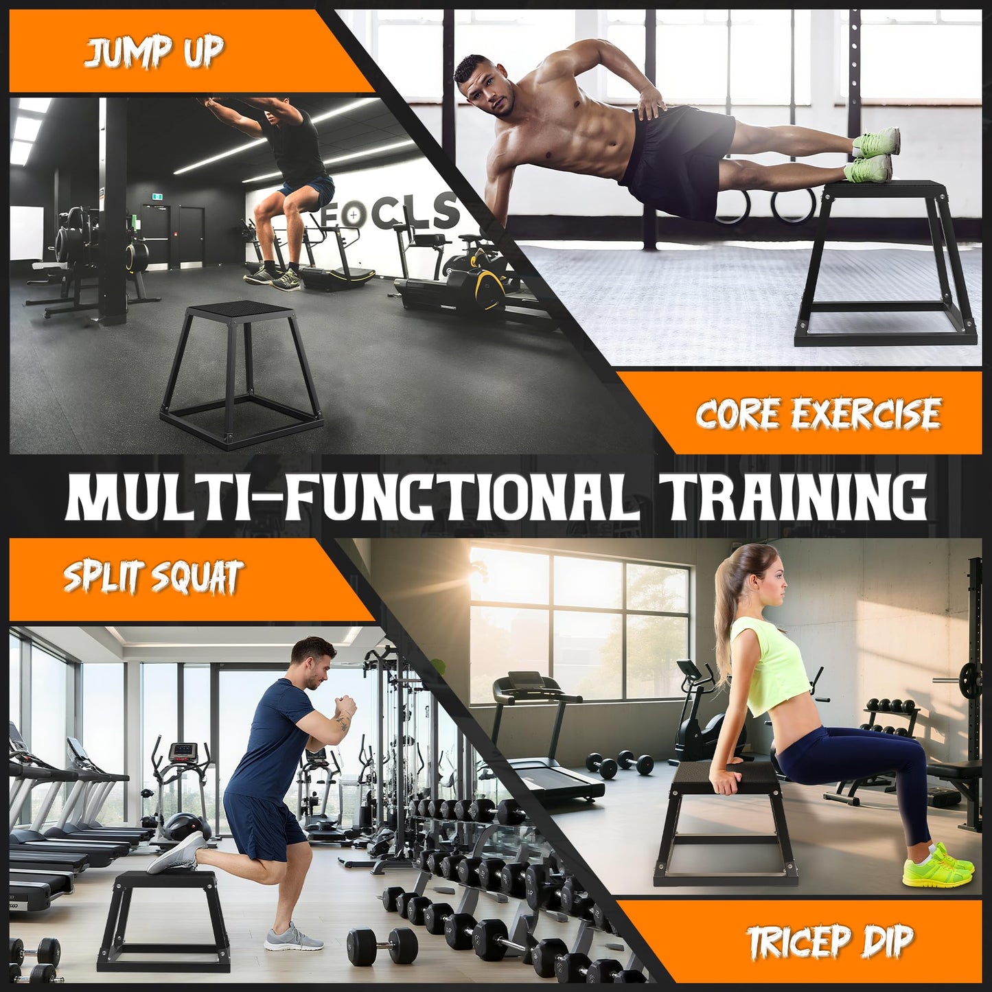 GanFindX 12In Metal Plyometric Jump Box, Heavy Duty Plyometric Platform with Anti Slip Surface, Fitness Exercise Step Up Box for Home Gym Training, Agility and Strength Conditioning (12/18/24'')
