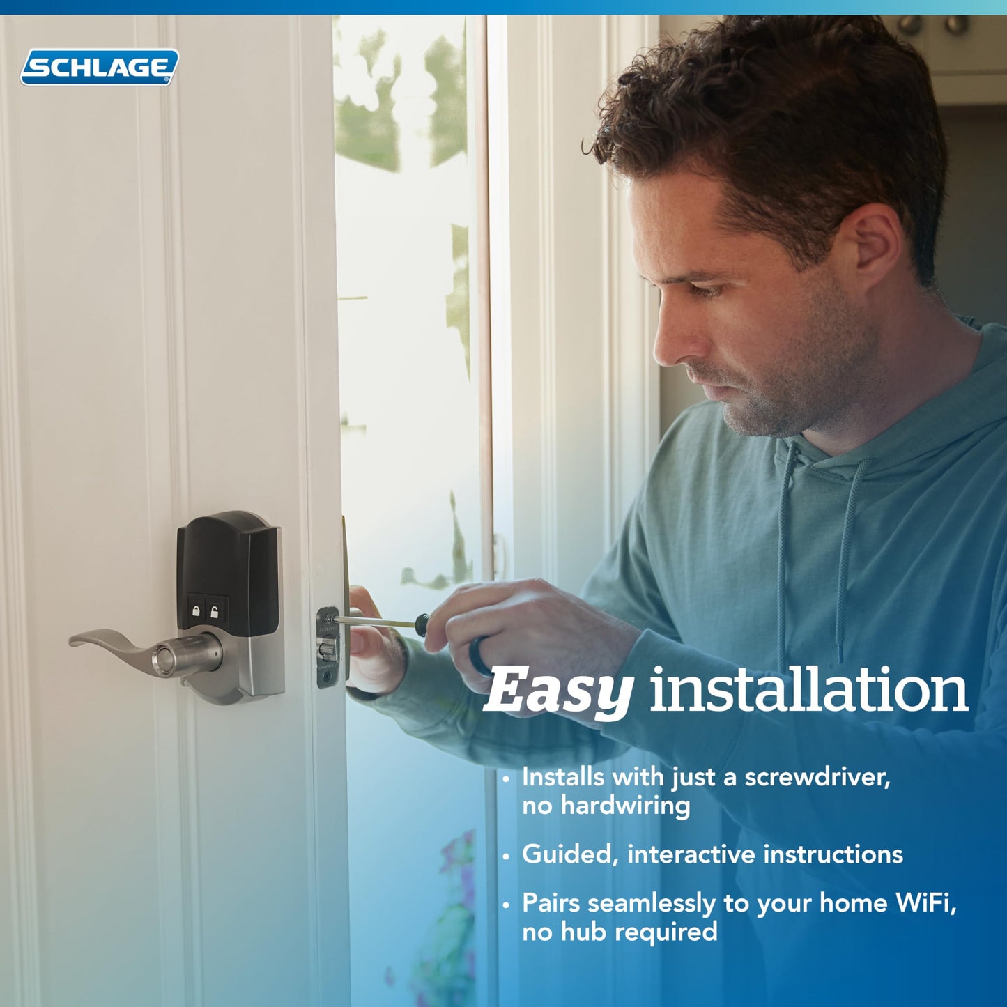 Schlage Encode Smart Wi-Fi Lock with Lever Handle, Touchscreen Keypad, Keyless Entry Door Lock, App Control, Alexa, Google Home and Airbnb Compatible, Bright Chrome, FE789WB CEN 625 LAT