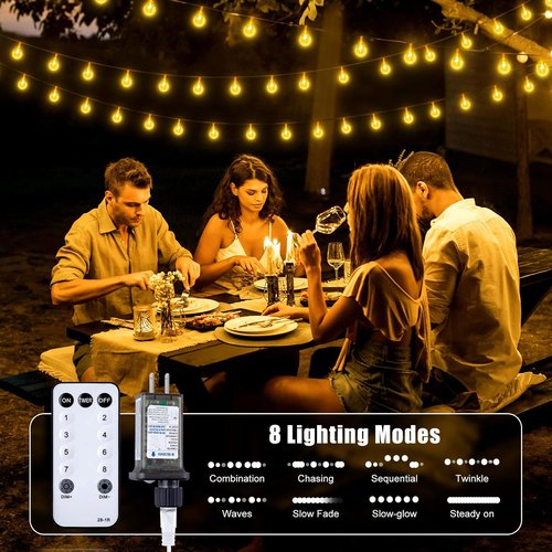 Minetom Crystal Globe String Lights - 66 ft 200 LED Waterproof Fairy Lights with Remote & Timer | Warm White Decor
