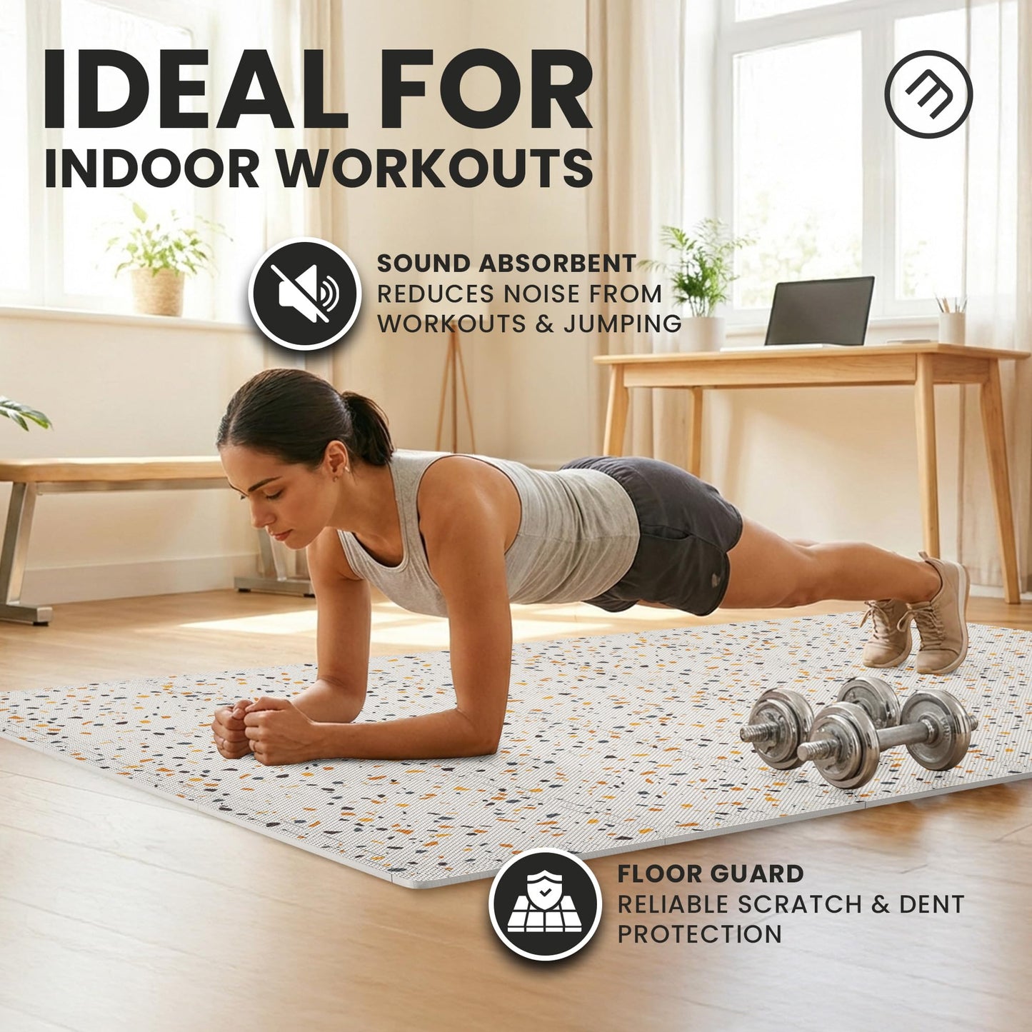 bemaxx Gym Mats Set - 18 pcs EVA Interlocking Foam Floor Tiles (12.6"x12.6"x0.4") 18sqft Protective Gym Flooring Sports Home Workout Exercise Mats Puzzle Garage Fitness Play-Room Pool Treadmill Bike