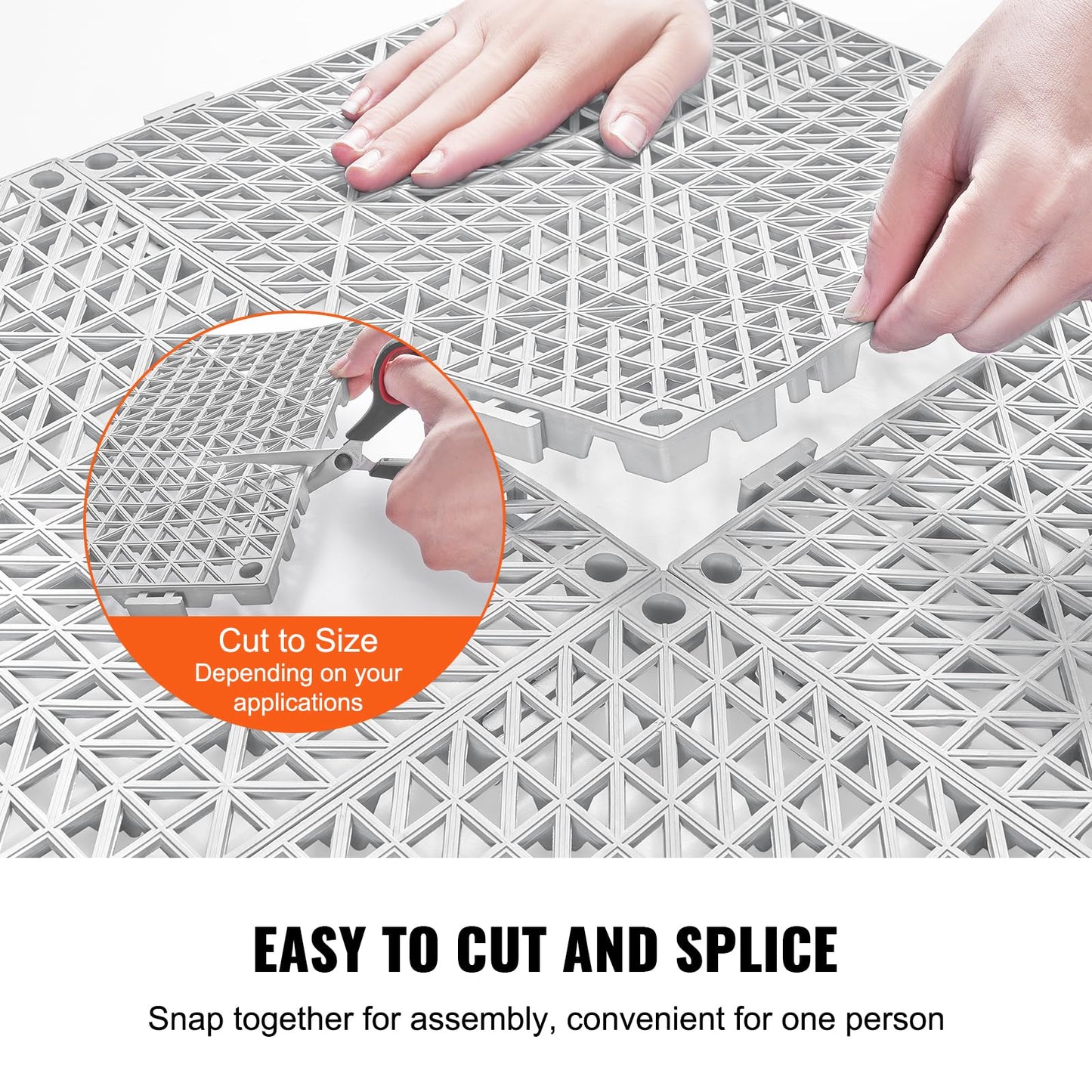 Happybuy Tiles Interlocking 50 PCS Gray, Drainage 12x12x0.6 Inches, Outdoor Floor Tiles, Outdoor Interlocking Tiles, Deck Flooring for Pool Shower Bathroom Patio Garage