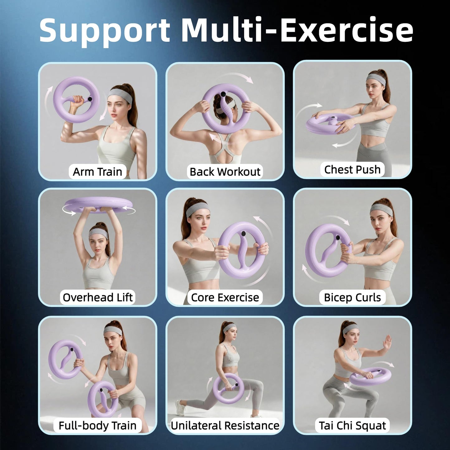 Arm Trainer for Women and Men, 360° Hand-Crank Forearm Trainer, Large Size Arm Workout Equipment for Dual-Arms Use, Home Workout Equipment for Arms, Chest, Shoulders, Back Strength (Purple)