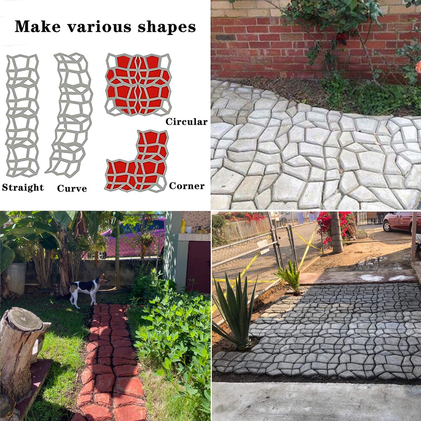 VanSmaGo 2 Packs 16.9 x 16.9 x 1.6 inch Walk Maker, Path Mate Stone Moldings Paving Pavement Concrete Molds Stepping Stone Paver Walk Way Cement Mold for Patio, Lawn & Garden