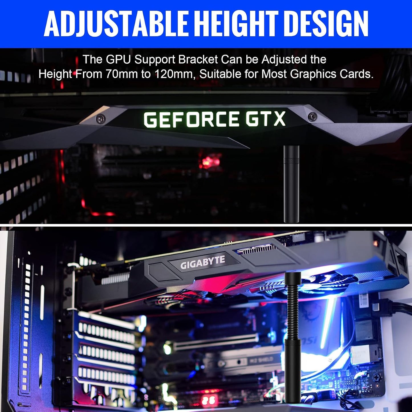 Aivalas GPU Support Bracket, Graphics Video Card Brace with Height Adjustable, Anti Sag Holder for Universal Graphics