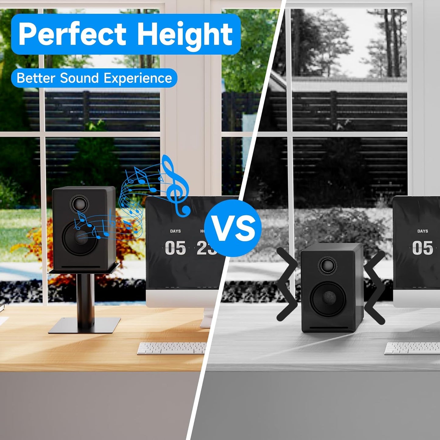 suptek 7.9 6.5" 6.1" SDM003MB x Universal Desktop Speaker Stands Pair for Bookshelf & Desktop Speakers Tall Sturdy Base