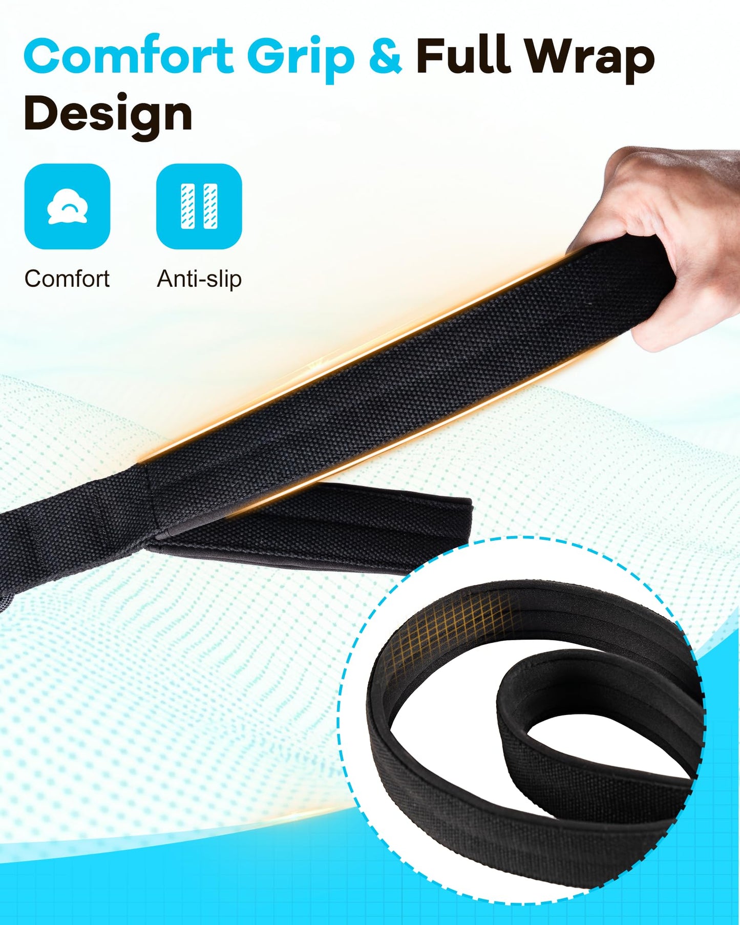 Wonderful Day 2PCS Pilates Straps for Reformer, Comfortable Enhanced Thickness, Fitness Pilates Double Loop Exercise Straps for Home Gym Workout (Black-with Strap)