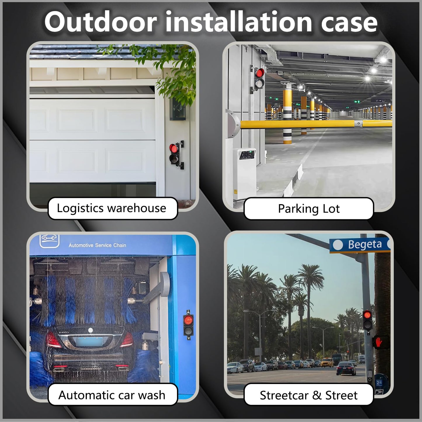 GAJTTR 100-2 4inch 100mm Traffic Stop/Go Light/Button Control/AC 85-265V Lamp LED, PC Casing Water Resistant IP65