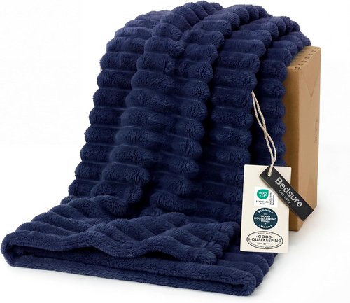Bedsure GentleSoft Navy Blue Fleece Blanket - Cozy, Soft Throw for Couch | 50x60 Inches
