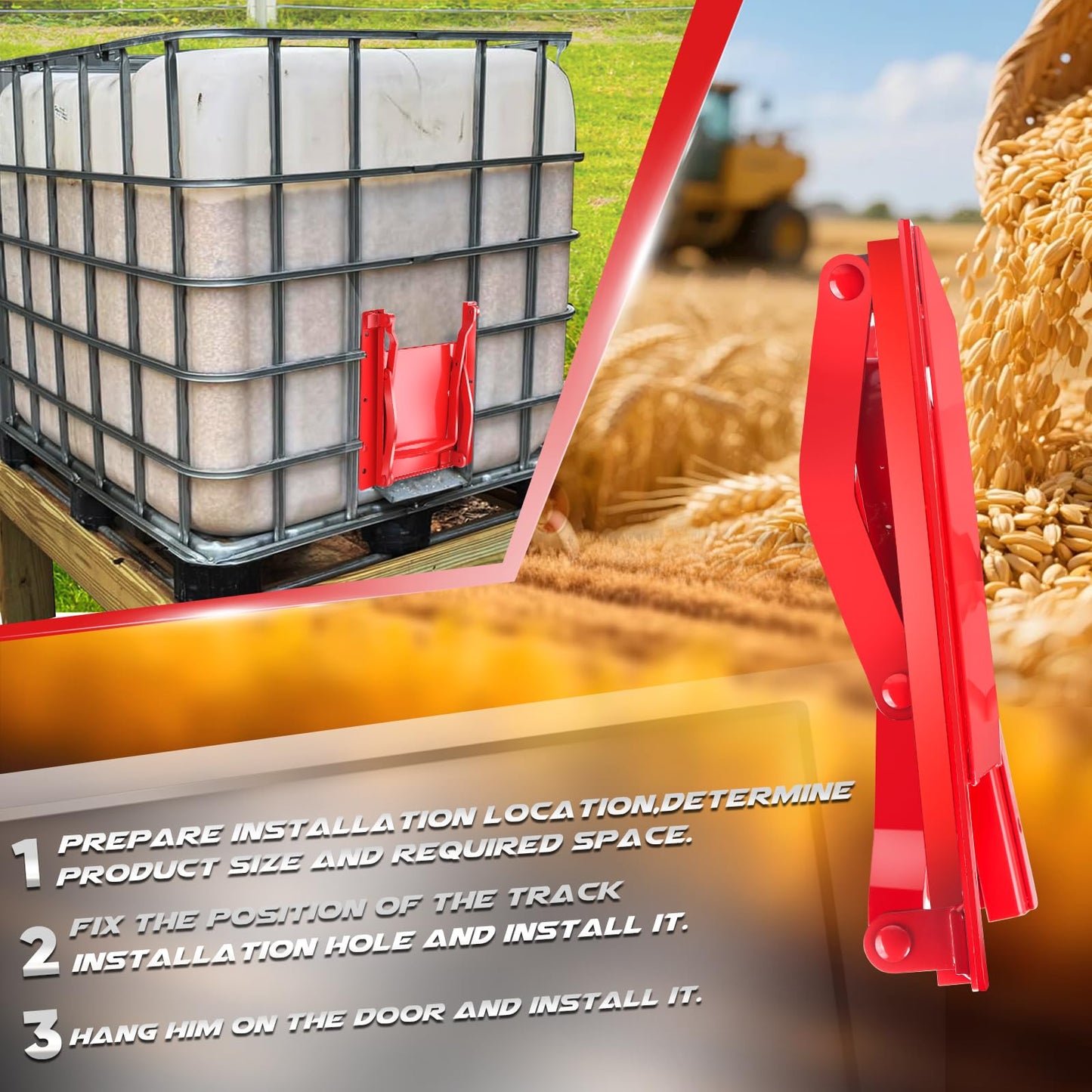 Selvora Sliding Grain Gate, 9 inch x 9 inch Red Manual Grain Bed Truck Slide Gate for Grain Kit Compatible with Sliding Gates Pickup Truck Bed Slide Hardware for Sliding Gates